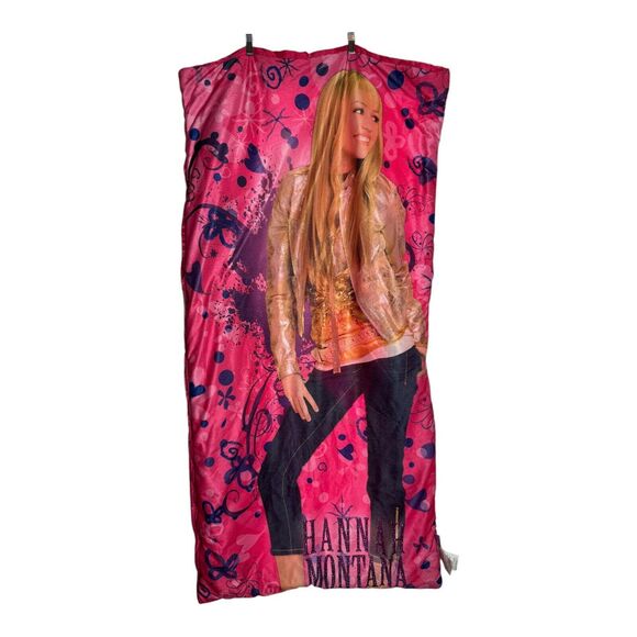 Vintage Y2K Disney Hannah Montana Pink Sleeping Bag Blanket Zip Up - Picture 1 of 13